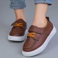 thumbnail image 2 of Purcolt Boys and Girls PU Leather Loafer Sneakers Comfort Casual Round Toe Boat Shoes Lightweight Slip On Walking Shoes with Single Strap Hook and Loop, 2 of 9