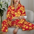 thumbnail image 6 of Uemuo Red Vintage Flowers Pattern Womens Pajama Sets,PJ Set for Women,Pajamas for Women Logo,Long Sleeve Pajama Set for Women,Soft Long Sleeve Top With Pants-, 6 of 9