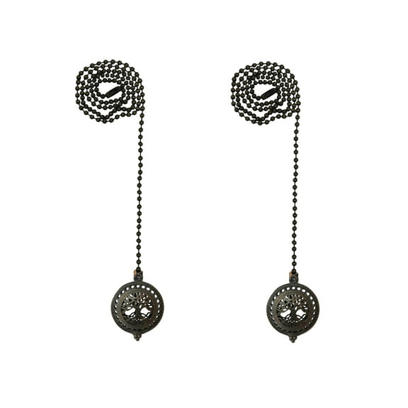 Royal Designs 24 Inch Adjustable Ceiling Fan Pull Chain Extension with Tree of Life Ornament, Oil Rubbed Bronze, Set of 2