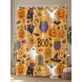 thumbnail image 4 of Fsddascl Halloween Shower Curtain Set - Standard 72" x 72" Washable Bathtub Curtain with 12 Hooks, Orange Cartoon Pumpkin Cat Star Bat Country Waterproof Fabric Stall Shower Curtains for Bathroom, 4 of 6
