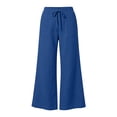 thumbnail image 6 of Vynhevius Women Straight Leg Pants Solid Drawstring Waist Front Patch Pockets Casual Trousers, 6 of 9