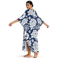 thumbnail image 2 of Xixirimido Vintage Peony Floral Blue Print Women’s Plus Size Beach Kaftan Dress V-Neck Batwing Sleeve Swimsuit Cover Up Flowy Caftan Dress for Pool, Cruise & Resort Wear, 2 of 7