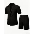 thumbnail image 4 of Miqool Men's 2-Piece Shorts Suits Slim Fit Short Sleeve Blazer Jacket and Shorts Set Casual Prom Summer Beach Wedding Tuxedos, 4 of 9