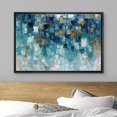 thumbnail image 2 of IDEA4WALL Framed Canvas Print Wall Art Teal Abstract Geometric Blue Tones Wall Decor Ocean Landscape Modern Art Colorful Pastel Print Contemporary Relax/Zen for Home Decor - Black 16"x24", 2 of 5