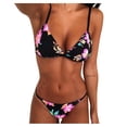 thumbnail image 1 of Conjunto de bikini HUOGUO, traje de baño brasileño de corte alto con estampado para mujer, 1 of 5