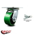 thumbnail image 2 of 4 Inch Green Poly on Cast Iron Caster with Roller Bearing and Swivel Lock SCC, 2 of 2