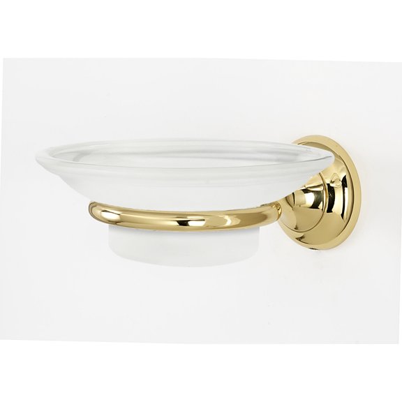 Alno A6630-PB/NL Royale 4-1/4" Wall Mounted Frosted Glass Bathroom Soap Dish - Brass