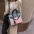 thumbnail image 3 of Bolso de platino de gran capacidad, bolso de moda retro, nuevo patrón de lichi para mujer, bandolera de un solo hombro de color contrastante, 3 of 5