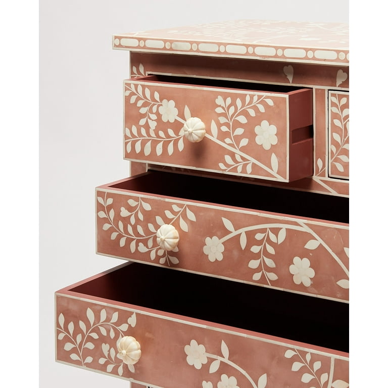pink bone inlay dresser Handcrafted Pink Bone Inlay Dresser: Chevron Luxury Furniture