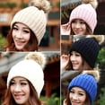 thumbnail image 2 of CDAR Women Winter Warm Braided Crochet Knitting Hat Girl Beret Ski Beanie Ball Cap, 2 of 7
