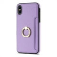 thumbnail image 2 of Feishell for iPhone XR Wallet Case with Card Holder, 360°Rotation Ring Holder Kickstand, Premium PU Leather RFID Blocking Card Pocket Protective Cover For iPhone XR, Purple, 2 of 9