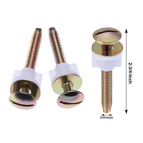 Fanrel Solid Brass Toilet Bolts Screws Set Heavy Duty Bolts with Plastic Nuts and Washers 3/10-Inch by 2-3/4-Inch 2 Pack 