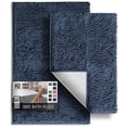 thumbnail image 1 of Juego de alfombras de baño de felpilla Hearth & Harbor, color azul marino, 2 unidades, 1 of 9