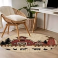 thumbnail image 5 of Brown Farmhouse Round Area Rug 4ft, Vintage Country Animals Cabin Forest Washable Non-Slip Circle Rugs for Bedroom Living Room Kitchen, Soft Non Shedding Circle Carpet for Dining Room Dorm, 5 of 9