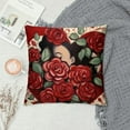thumbnail image 2 of Heduofu Valentine's Day Decorative Throw Pillow Covers Red Black Love Hearts Outdoor Home Decor, Rose Flower Leaves Wedding Holiday Couch Cushion Cas White, 2 of 5