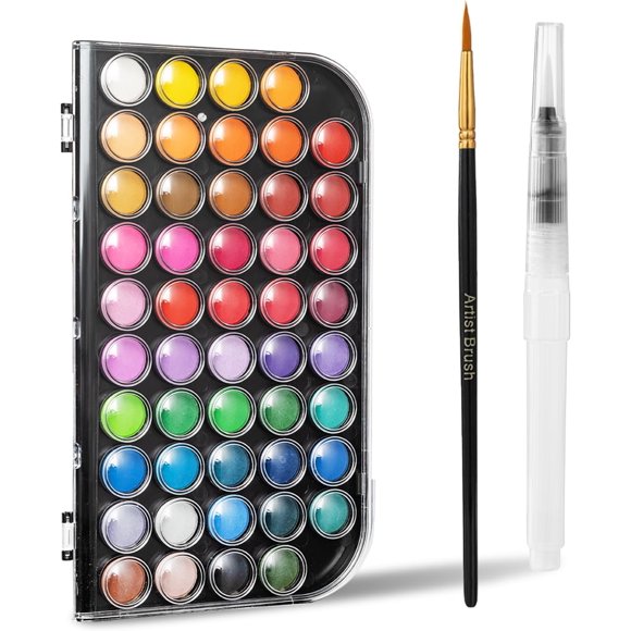 GFDYREE Watercolor Paint, 48 Colors Washable Watercolor Paint Set with a Brush a Refillable Water Brush Pen and Palette, Non-toxic Water Color Paints Sets for Kids