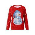 thumbnail image 2 of Sudaderas femeninas sudaderas de manga larga jerséis de cuello redondo estampados navideños de moda, 2 of 3