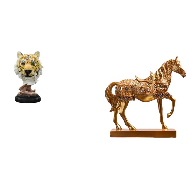 Escultura de mesa,Escultura de cabeza de tigre Estatua moderna de sobremesa,Figura de cabeza de animal para decoración de escritorio de resina.,Estatuas de caballos,Estatuas de caballos Figura