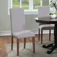 thumbnail image 6 of Upholstered Dining Chairs Set of 2, Linen Fabric Dining Room Chairs with Nailhead Trim and Solid Wood Legs, Armless Dining Chairs for Home Kitchen Dining Room Living Room - Gray, B2366, 6 of 10