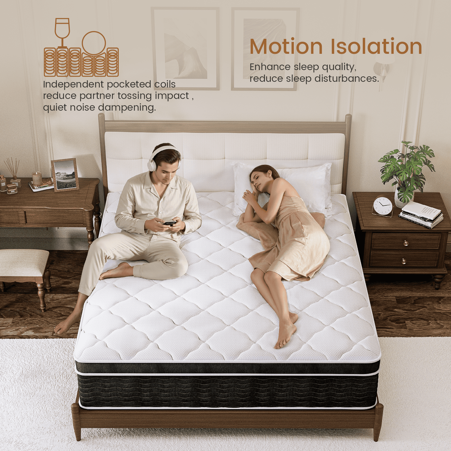 VQRking Cal King Mattress,12 inch Hybrid Cooling Gel Memory Foam Mattress in a Box,Medium,Comfort Sleep,Pressure Relief&Motion Isolation,Adult