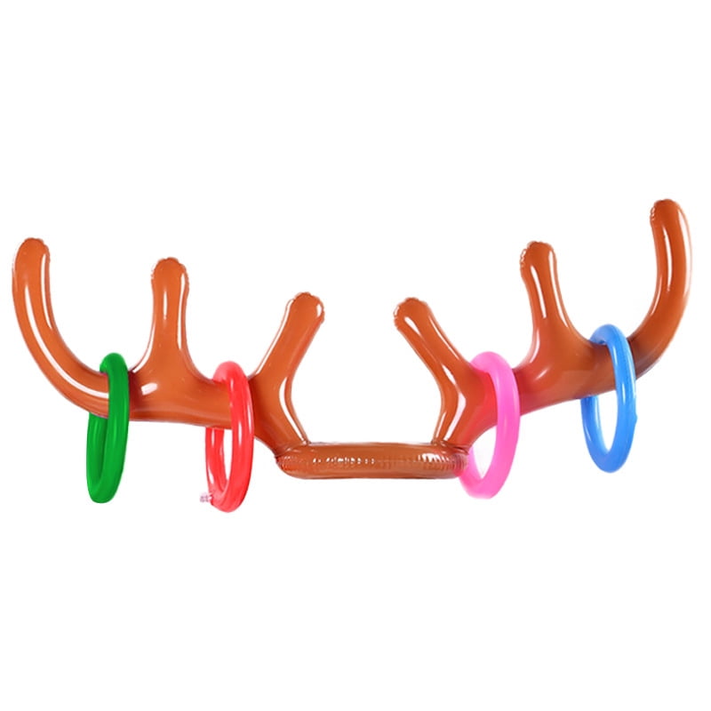 Nabance Christmas Party Toss Game Inflatable Reindeer Antler Target Game with Throwing Rings for Kids Indoor Game Gift Party Supplies 