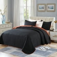 thumbnail image 2 of Solid Microfiber 3-Pieces Quilt Set With Pillow Shams, Super Soft Lightweight,Queen Size(88"x92"), 2 of 6