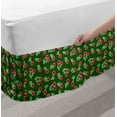 thumbnail image 2 of Cherry Bed Skirt, Repetitive Fresh Fruits Snack on Zigzag Pattern, Elastic Bedskirt Dust Ruffle Wrap Around for Bedding Decor, 4 Sizes, Emerald Dark Pink, by Ambesonne, 2 of 2
