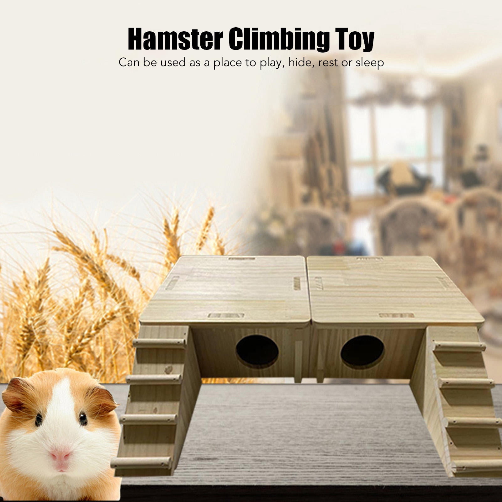 Suodoka Premium Wooden Hamster Hideout with Ladder – Durable, Multi‑Use Pet House for Hamsters, Rabbits & Small Pets