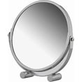 thumbnail image 1 of Freestanding magnifying mirror, magnification up to 3x, round double-sided makeup mirror, diameter approx. 17 cm, silver, 1 of 5