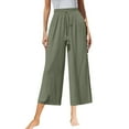 thumbnail image 2 of Jsaierl Womens Wide Leg Cotton Linen Capris Pants Summer Elastic Waist Pant Casual Flowy Drawstring Comfy Trousers Yoga Bottom Pants, 2 of 5