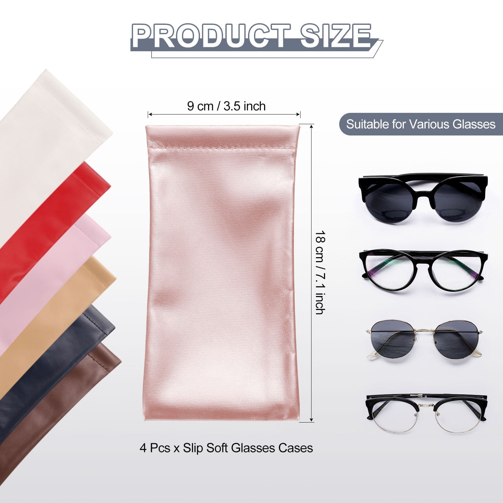 Squeeze Top Sunglass Case Organosilicon Microfiber Leather Eyeglass Pouch MEIBOOCH Squeeze Top Sunglass Case, New Organosilicon Soft  main image 2