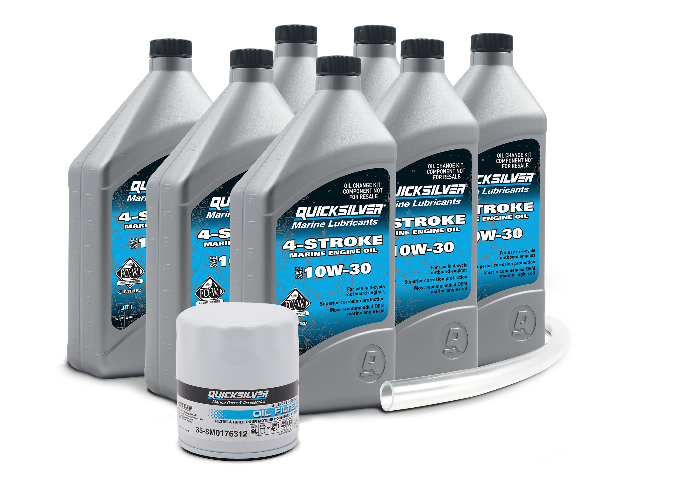 Quicksilver 10W-30 Oil Change Kit for 175-300hp 4-Stroke Mercury V6 and V8 Outboards