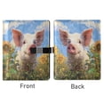 thumbnail image 2 of Leather Notebook with Pen Holder Writing Notepad Includes 100 Pages Lined Journal Cute Pig with Sunflower Field, 2 of 6