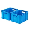 HART - 8.5 Gallon Heavy Duty Stackable Plastic Utility Crate, Blue, Set of 2