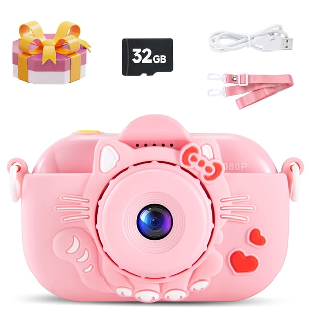 Cámara infantil MAVOKIS HD de 48 MP con tarjeta SD de 32 GB, rosa