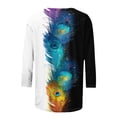 thumbnail image 4 of Womens Blouses Long Sleeve Women's Fashion Printed T-Shirt 3/4 Sleeves Blouse Round Neck Casual Tops, 4 of 4