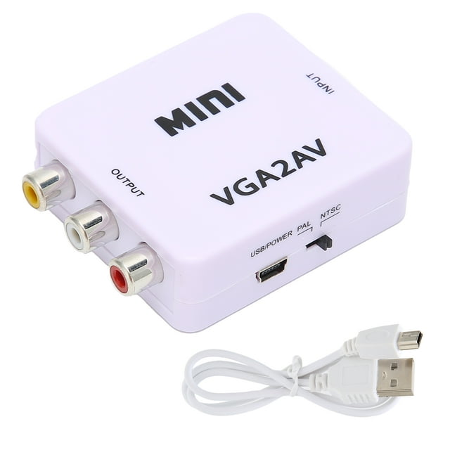 Adaptador Convertidor De Vídeo Mini VGA A AV 1080P HD, 165MHz Con Cable De Datos Para TV Y PC