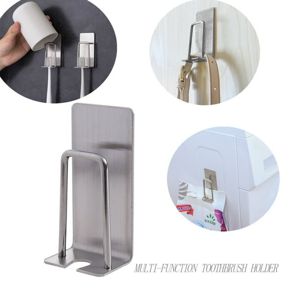 TIHLMK Toothbrush Holder Stainless Steel Bathroom Stand Wall Toothpaste Mount Organizer