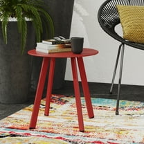 Grand Patio Indoor & Outdoor, Wiley Accent Table, Steel Powder Coated Round Patio Table, Square Legs, Red