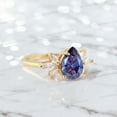 thumbnail image 5 of KANISHKAGEMS&JEWELS 8x6 mm / 1.5 Ct Vintage Pear Alexandrite Engagement Ring Yellow Gold Vermeil Silver Diamond Cluster Wedding Promise Anniversary Ring Minimalist June Birthstone Ring For Her, 5 of 6