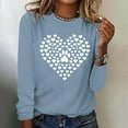 thumbnail image 2 of hxobax Women's Heart Basic Tee Funny Dog Paw Tshirt Casual Crewneck Long Sleeve Tunic Tops Pullover, 2 of 5