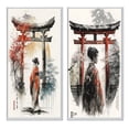 thumbnail image 2 of Designart "Graceful Portrait of an Asian Woman I" Landscape Japon Framed Wall Art Set Of 2 - White Landscapes Gallery Wall Frame Set For Home Decor, 2 of 7