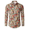 thumbnail image 4 of CONZONE Mens Buttons Down Shirts Long Sleeve Shirts For Men Trendy Floral Graphic Lapel Soft Lightweight Tops, 4 of 5