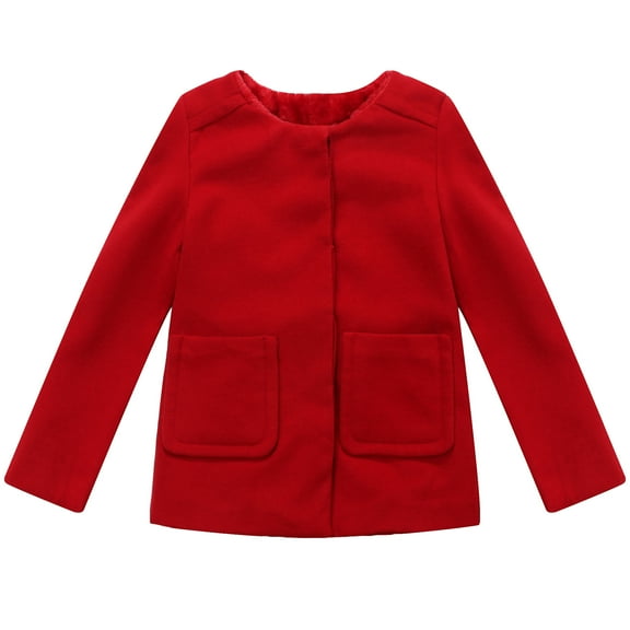 Richie House Little Girls Red Straight Pockets Back Pleats Sweet Jacket 3/4