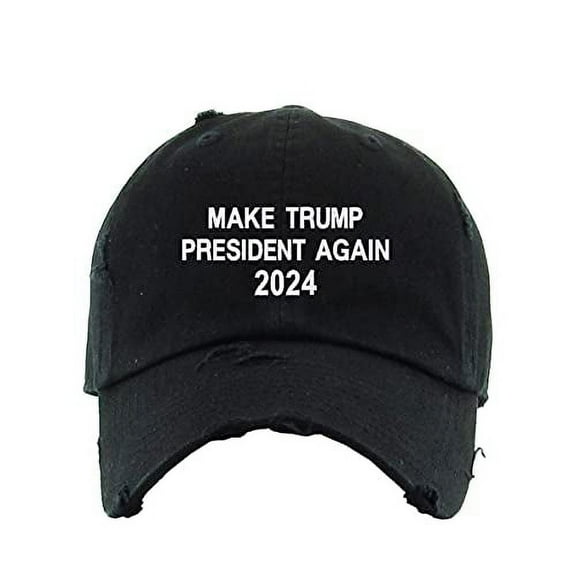 Make Trump President Again 2024 Vintage Baseball Cap Embroidered Cotton Adjustable Distressed Dad Hat Black