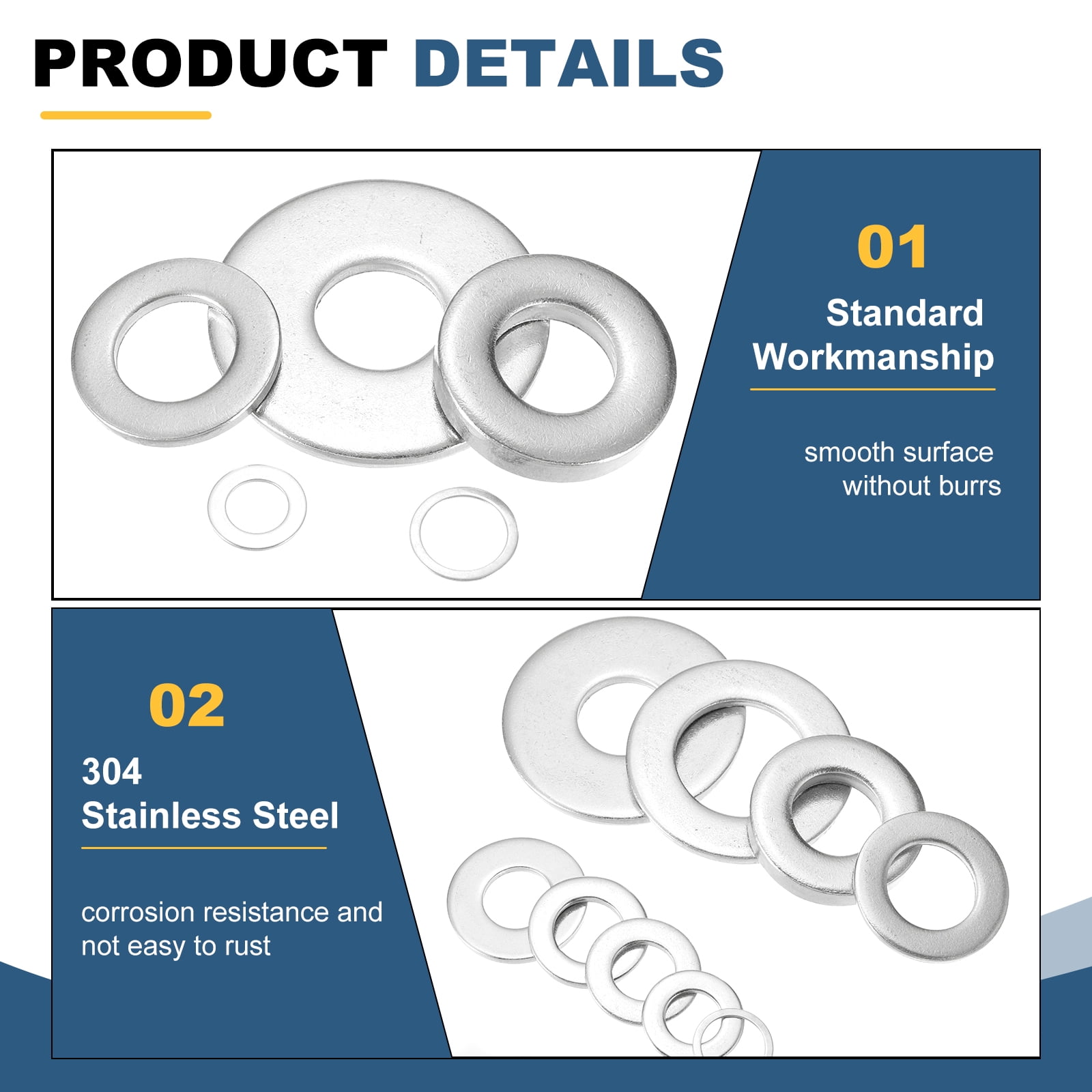 25Pcs M12 304 Stainless Steel Flat Washers Flat Spacers 12mm ID 35mm OD 2mm Thick, Silver