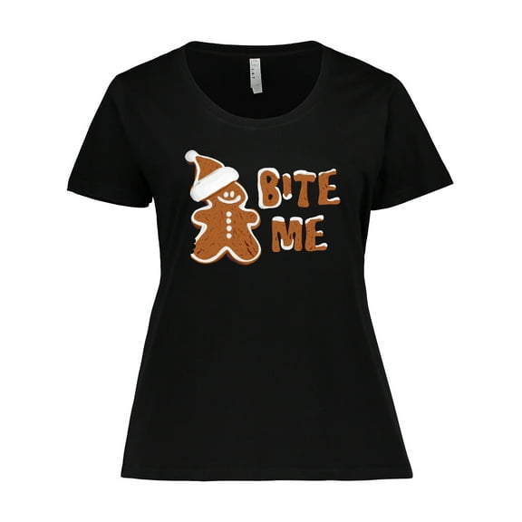 Inktastic Bite Me Gingerbread Women's Plus Size T-Shirt