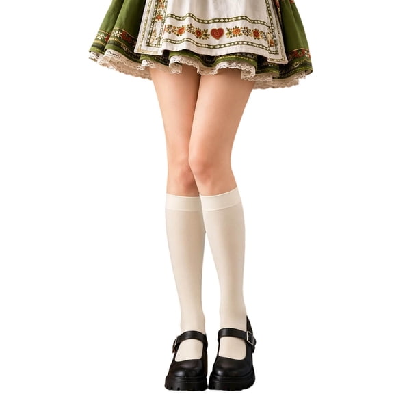 Yuanlong Womens Knee-High Socks Solid Color Casual Stockings Minimalist Elegant Breathable Everyday Hosiery