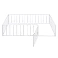 thumbnail image 5 of Twin Size Metal Floor Bed, Montessori Bed Frame with Safety Guardrails and Door, Metal Montessori Bedframe for Child, Girls, Boys, No Box Spring Needed, White, 5 of 9