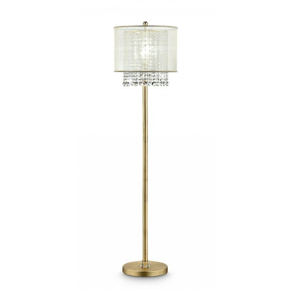 Primo Gold Finish Floor Lamp with Crystal Accents and White Shade